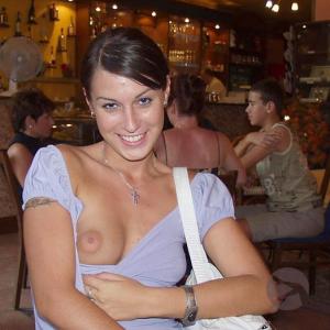 One woman in public